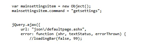 JS showing the JQuery getsettings call